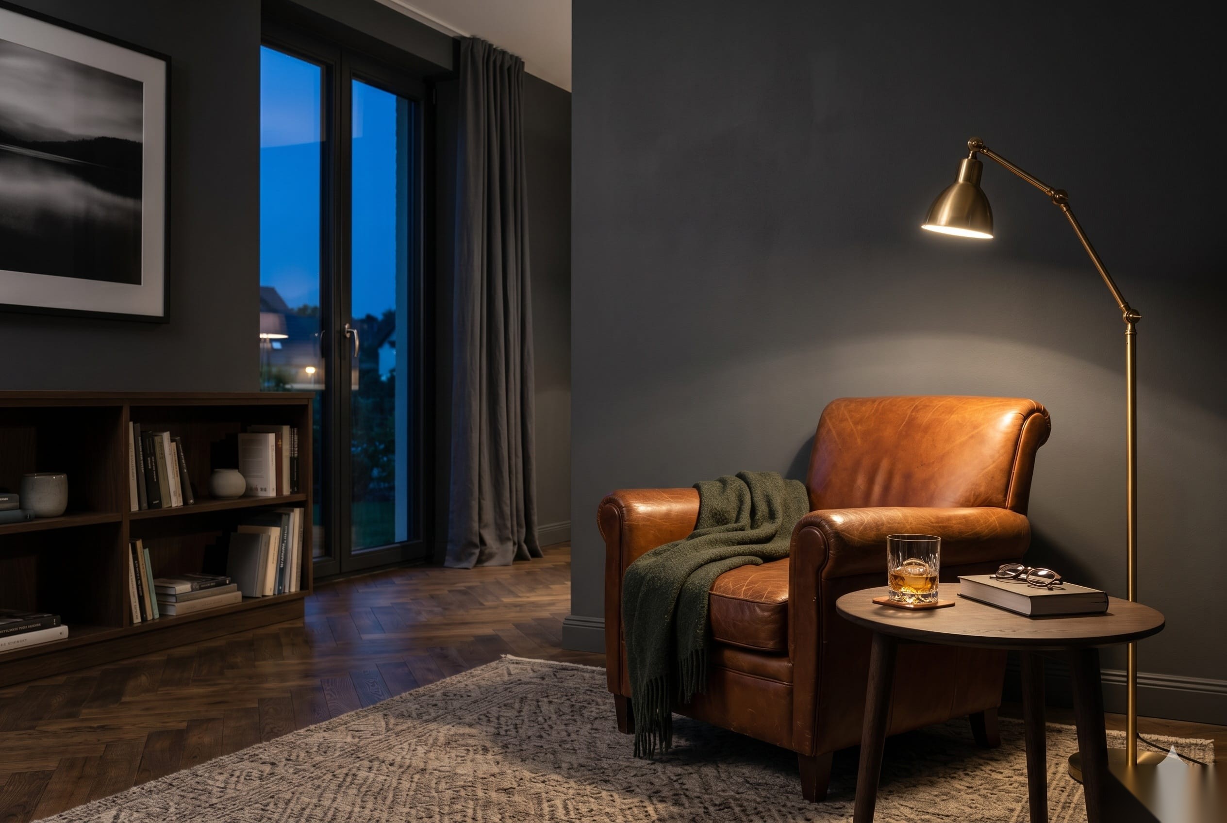 Carefully renovated living space with woodwork